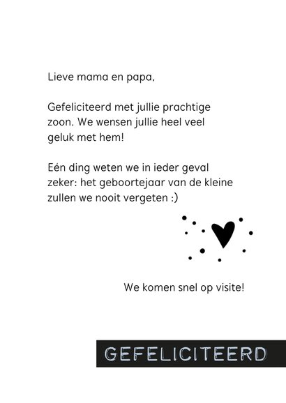 Felicitatie geboren in een historisch moeilijke tijd jongen 3