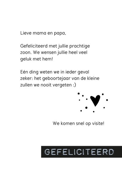 Felicitatie geboren in een historisch moeilijke tijd jongen 3
