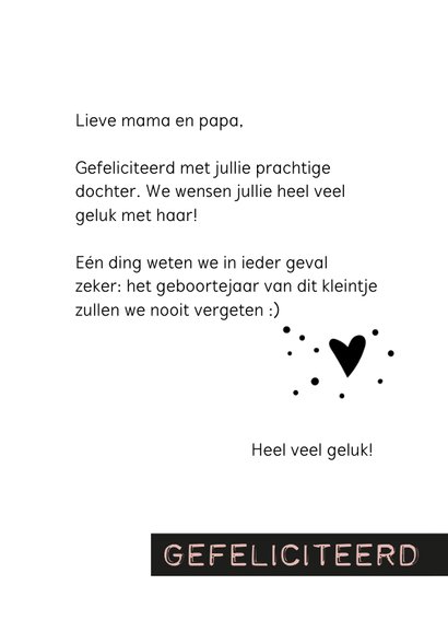 Felicitatie geboren in een historisch moeilijke tijd meisje 3