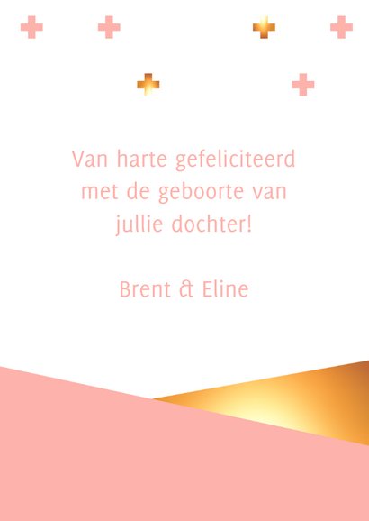 Felicitatie - Geometrisch met kruisjes en goud, meisje 3