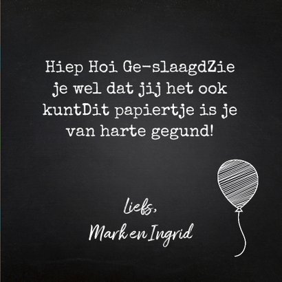 Felicitatie geslaagd label krijtbord kraft sterren 3