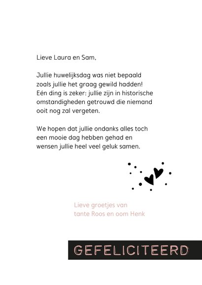 Felicitatie Getrouwd in een historisch moeilijke tijd 3