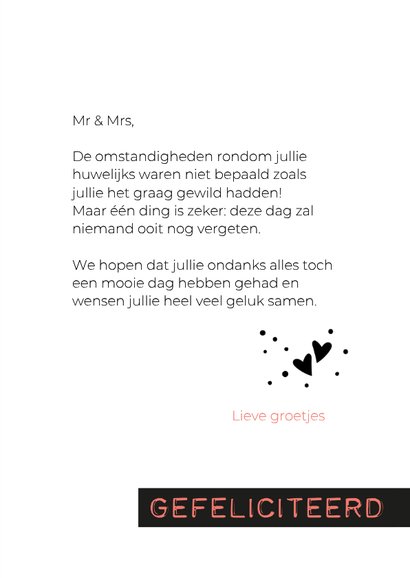 Felicitatie Getrouwd in een moeilijke tijd 3