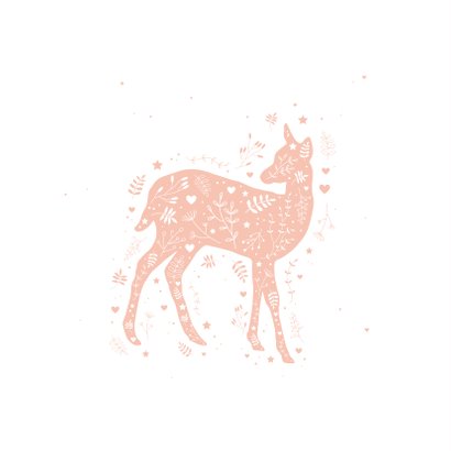 Felicitatie -Hert met botanische illustraties 2