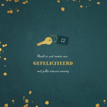 Felicitatie huis gekocht met sleutel en label  2