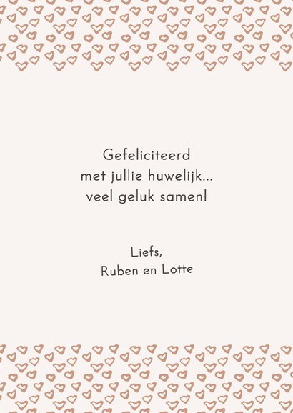 Felicitatie Huwelijk beige hartjes 3