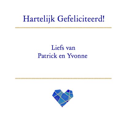 Felicitatie huwelijk blauw hart 3