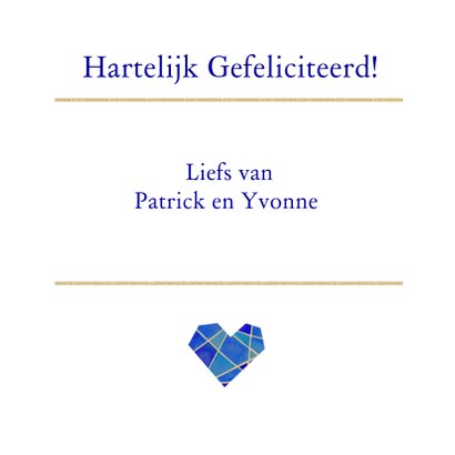 Felicitatie huwelijk blauw hart 3