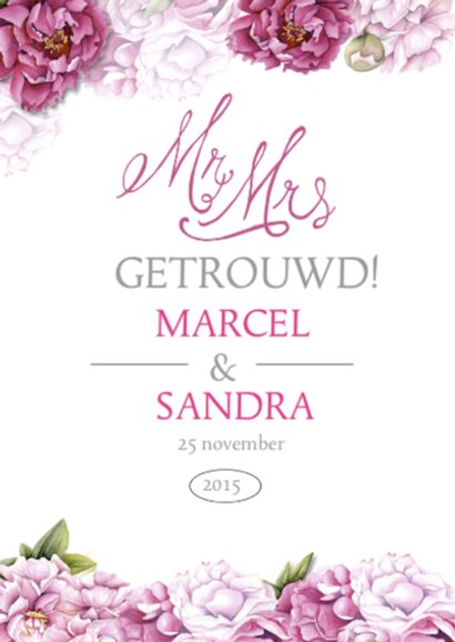 Felicitatie huwelijk klasiek 2