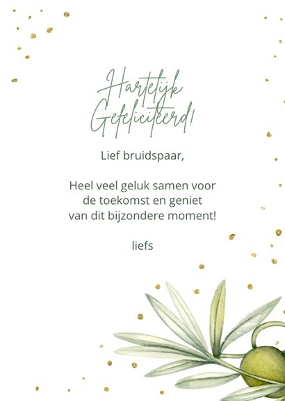 Felicitatie huwelijk olijftak 3