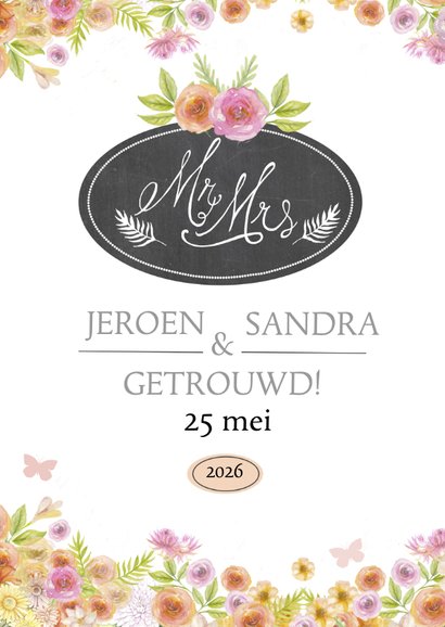 Felicitatie huwelijk schoolbord 2
