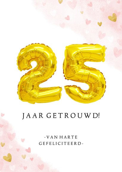 Felicitatie Huwelijksjubileum 25 Jaar Gouden | Kaartje2go