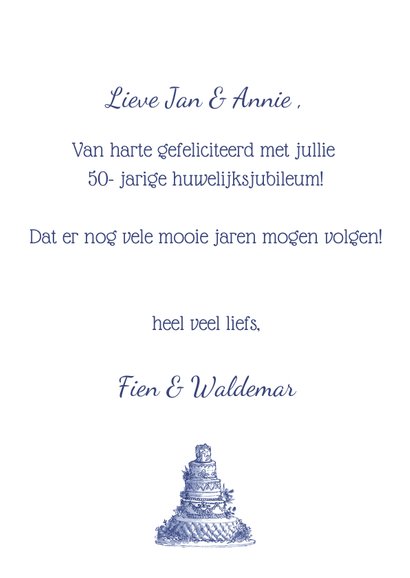 felicitatie Jubileum bruidstaart en bloemen 3