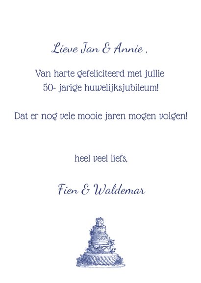 felicitatie Jubileum bruidstaart en bloemen 3