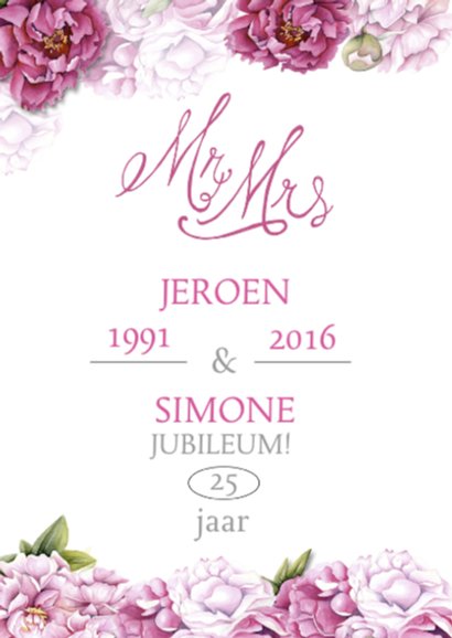 Felicitatie jubileum huwelijk 2