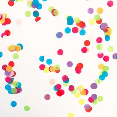 Felicitatie kaart 1 jaar confetti 2