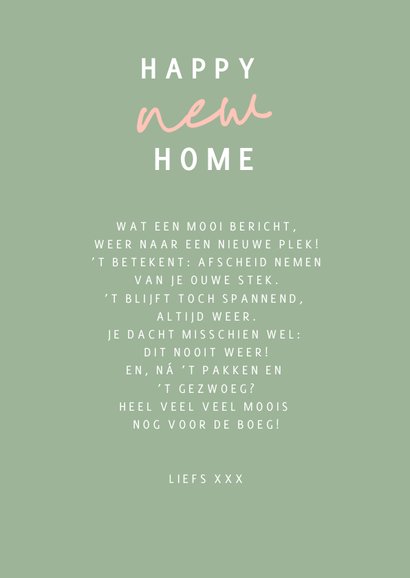 Felicitatie kaart happy new home huisje 3