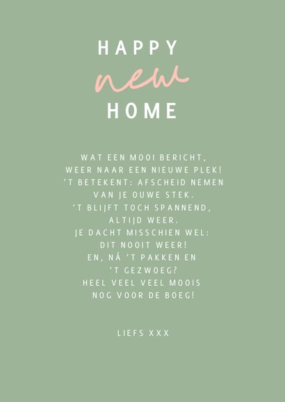 Felicitatie kaart happy new home huisje 3