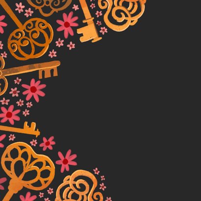 Felicitatie kaart 'Happy new home' vintage sleutels 2