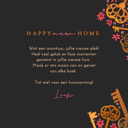 Felicitatie kaart 'Happy new home' vintage sleutels 3