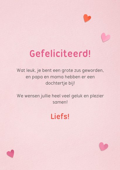 Felicitatie kaart 'Hoera een zusje!' 3