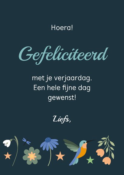 Felicitatie kaartje met bloemen en vogels 3