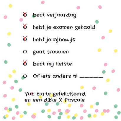 Felicitatie kies je antwoord 3