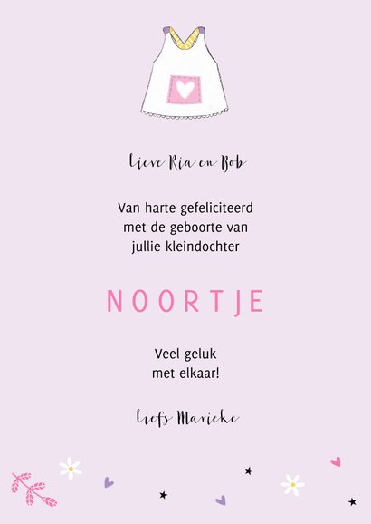 Felicitatie kleindochter babykleertjes 3