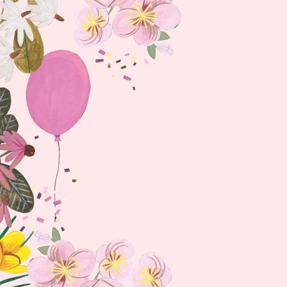 Felicitatie kleindochter bloemen en ballonnen roze 2