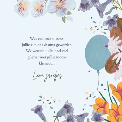  Felicitatie kleinzoon bloemen en ballonnen blauw 3