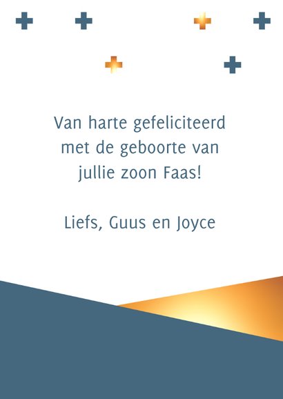 Felicitatie kruisjes en goud jongen geometrisch 3