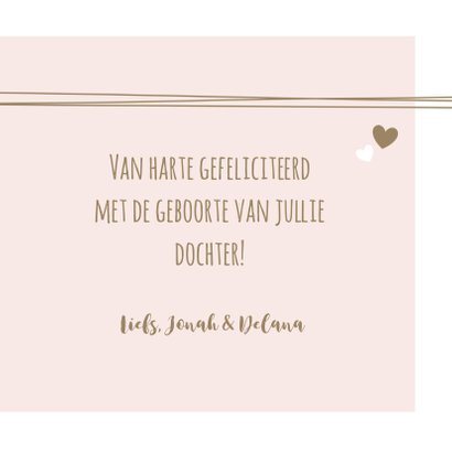 Felicitatie - Label, lijnen, meisjes, takje 3