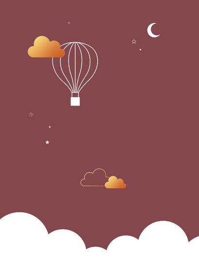 Felicitatie - Luchtballon met wolkje in goudlook 2