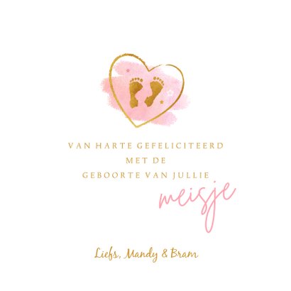 Felicitatie meisje baby voetjes roze 3