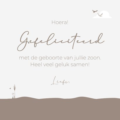 Felicitatie met silhouet vuurtoren, jongetje en hondje 3