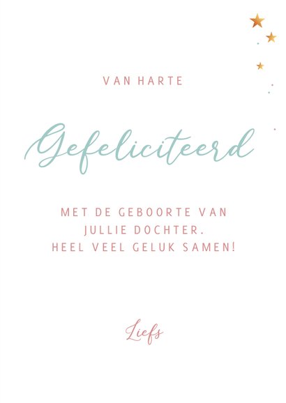 Felicitatie met sterren en regenboog in goudlook 3