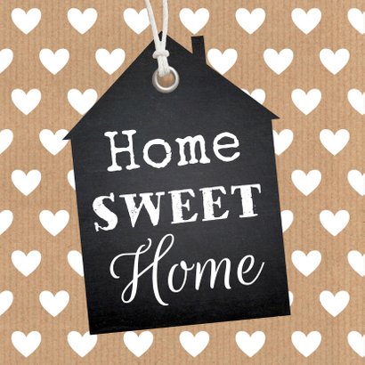 Felicitatie nieuwe woning hartjes krijtbord label 2