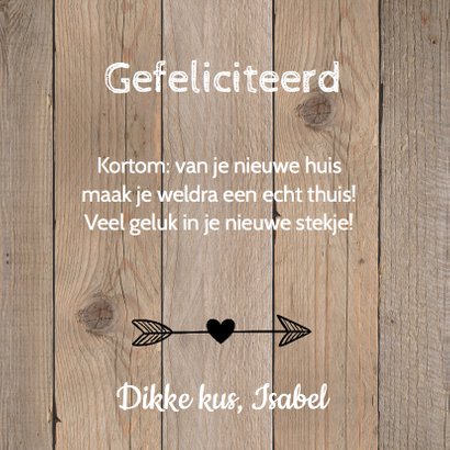 Felicitatie nieuwe woning hout label 3