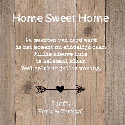 Felicitatie nieuwe woning hout 3