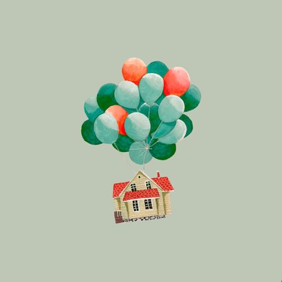 Felicitatie nieuwe woning verhuisd met huis aan ballonnen 2