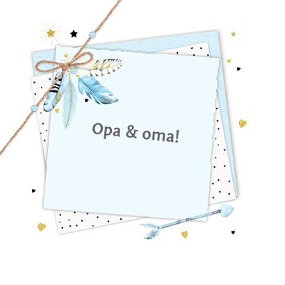Felicitatie opa en oma papiertjes veertjes 2