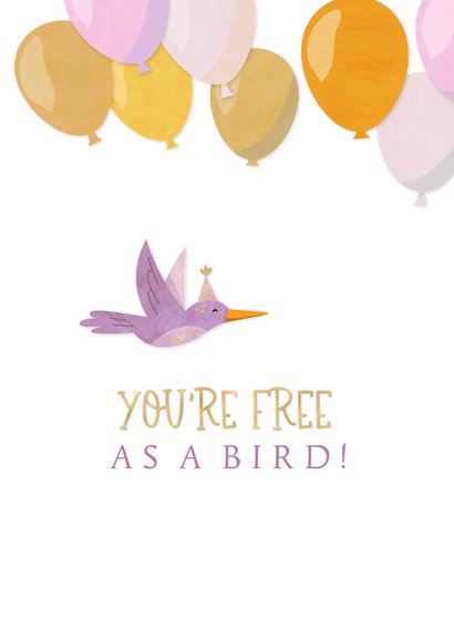 Felicitatie pensioen feestelijke vogel en vrolijke ballonnen 2