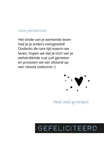 Felicitatie Pensioen in een historisch moeilijke tijd 3