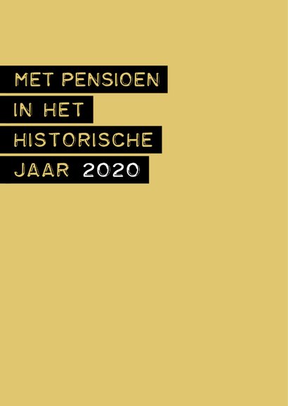 Felicitatie Pensioen in het historische jaar 2020 2