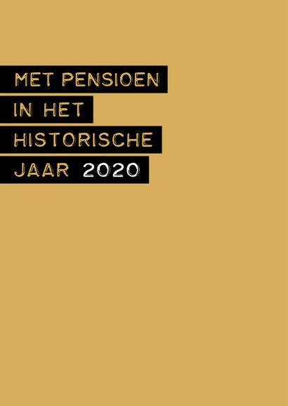 Felicitatie Pensioen in het historische jaar 2020 2