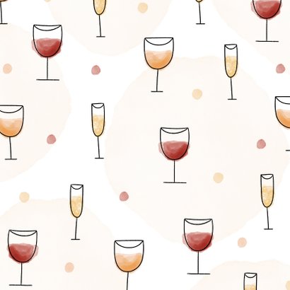 Felicitatie pensioen met patroon van wijn en champagne 2