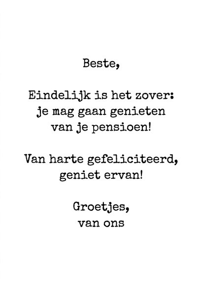 Felicitatie pensioen rust lekker 3