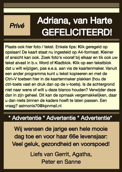 Felicitatie persoonlijke krant 3