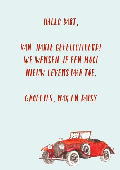 Felicitatie rode voertuigen 3