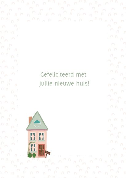 Felicitatie roze huis met groen dak 3